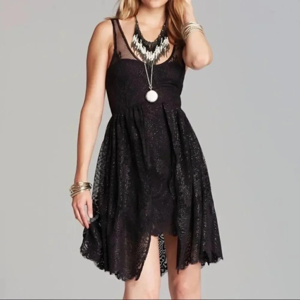 Free People Kristal Lace Salinas Foil Print Dress